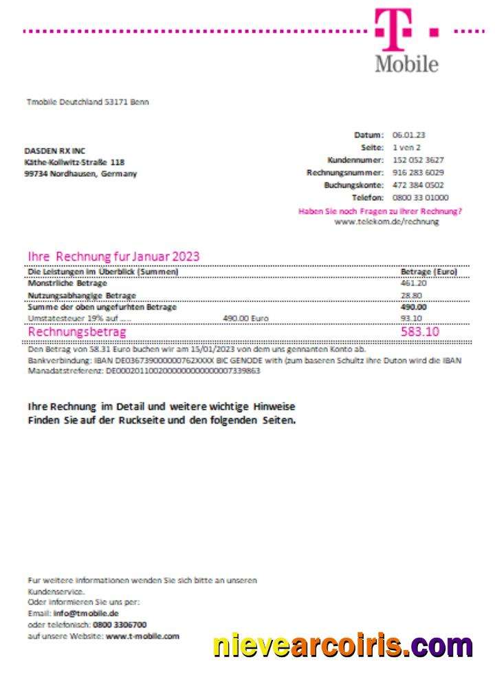 T-Mobile Deutschland Gmbh utility business bill